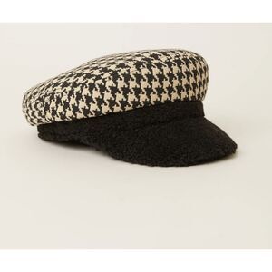BTB LOS ANGELES Conductor Houndstooth Teddy Hat Black White Medium